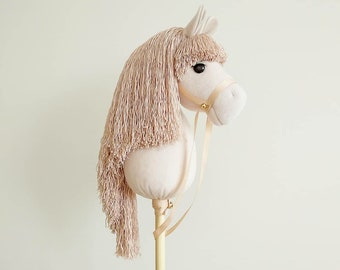 Hobby horse head on stick for children ride with reins and comb for mane care