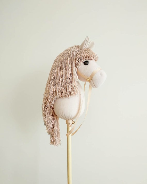 Hobby Horse on a Stick With Leather Bridle, Halter, Comb,brush