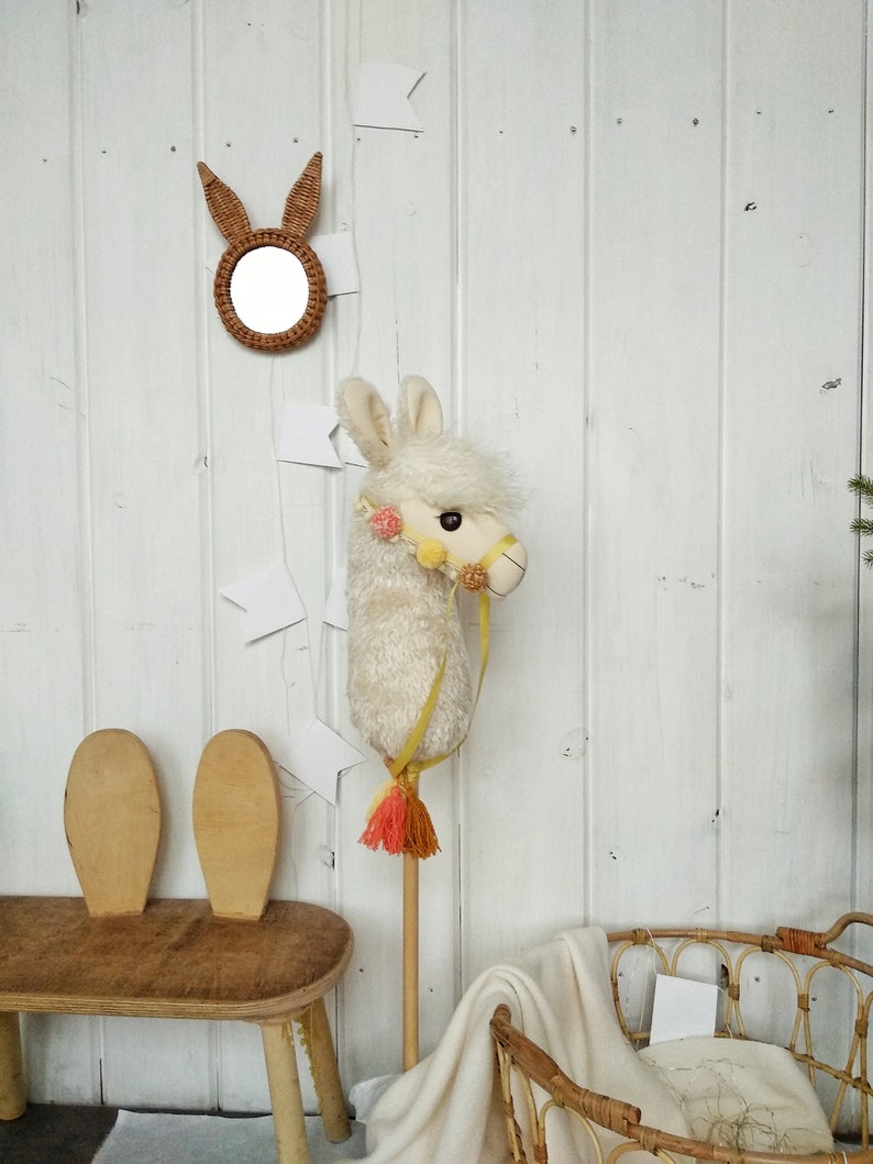 Llama Hobby Horse Llama on a Stick Stuffed Llama Toy Boho Etsy