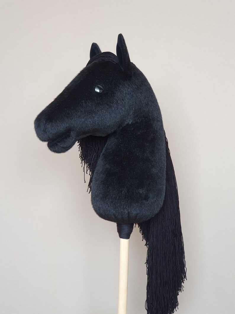 Black Stick Horse Head With Red Halter and Lead Rope for Hobby Etsy