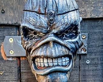 Iron Maiden Eddie Figur Kopf Handgemalte Statue Metall Box Abschnitt Halterung für Auto Motorrad Wanddekor Indoor / Outdoor Figur