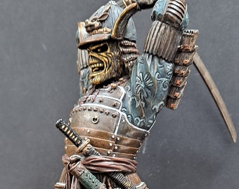 Iron Maiden Eddie Samurai Warrior Figure. Trooper Beer Sun and Steel inspired custom figurine. Approx 9&quot; tall Hand painted Statue Senjutsu