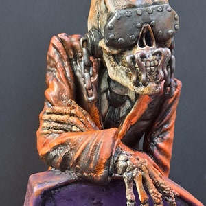 Megadeth Peace Sells Inspired Figure. 3D Printed Resin Figurine Custom Made to Order Hand Painted Bust. Vic Rattlehead Dave Mustaine Statue