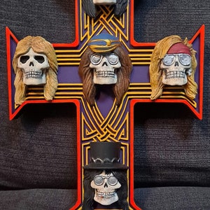 Figura de Guns N' Roses Appetite For Destruction con calaveras cruzadas, estatua personalizada impresa en 3D y pintada a mano, figura de Slash, Axl Rose, Duff, Izzy Adler