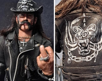 Motőrhead Inspired Lemmy Kilmister 12" Figure Handmade to order. 1/6 Scale Custom Statue Handpainted Figurine Ace of Spades Road Crew Beer