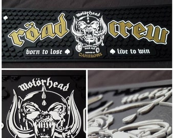 Motorhead Official Road Crew Beer Bar Runner Drip Mat. 3D Snaggletooth Warpig Design Limited Edition Rubber. Genuine Pub, Man Cave. Home Bar