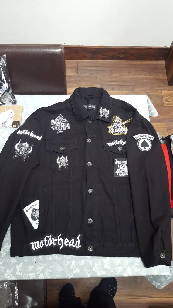 custom black denim jacket