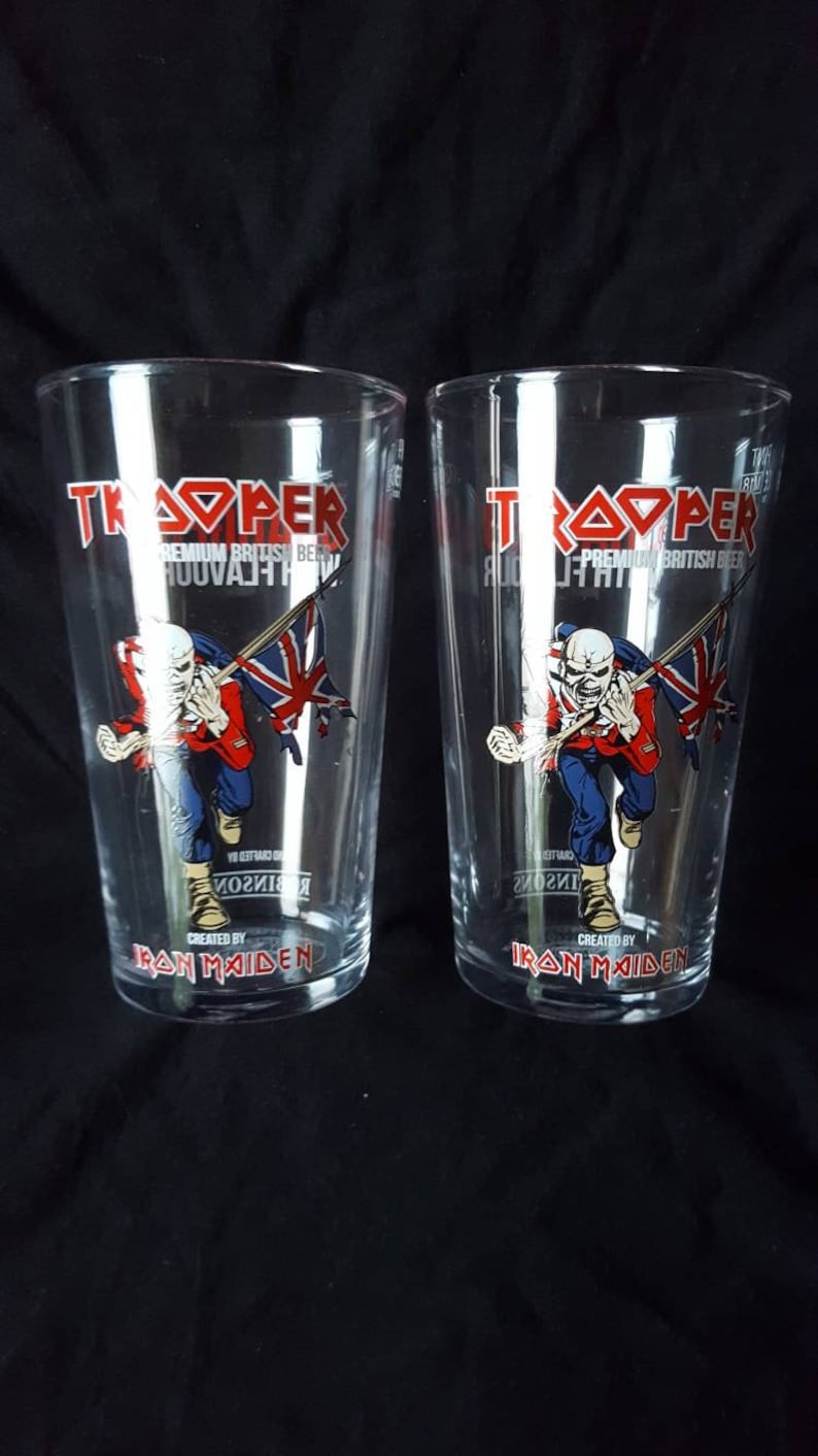 Iron Maiden Trooper Beer Pint Glass Set. 2 Two Brand New Etsy