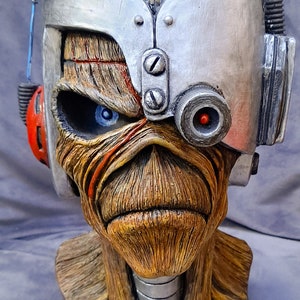 Iron Maiden Custom Cyborg Eddie Future Past Tour Figure, Bust, Statue, Somewhere in Time Figurine. 12" Handpainted Resin collectors piece HQ