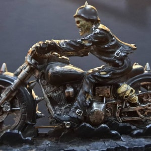 Iron Maiden Inspired Eddie Figure. Customised Figurine Biker Resin Motorcycle Statue Handpainted Heavy Metal Zombie Music Personalised Gift