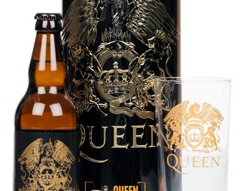 Offizielle Bier-Geschenkdose von Queen Freddie Mercury, Brian May und Roger Taylor. Craft Ale-Flasche, Pint-Glas. LETZTE Limited Edition Neu