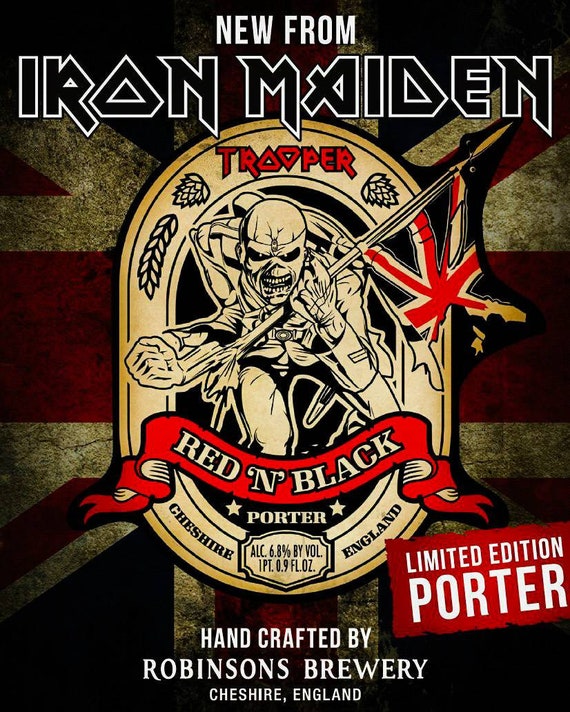 Iron Maiden Trooper Beer. Red and Black 