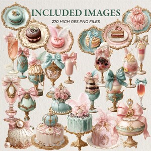 Rococo Clipart Bundle, Pastel Cake Graphics, Marie Antoinette Bow PNG ...