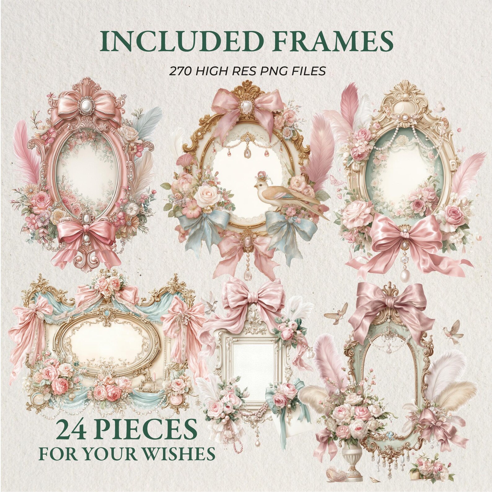 Rococo Clipart Bundle, Pastel Cake Graphics, Marie Antoinette Bow PNG ...