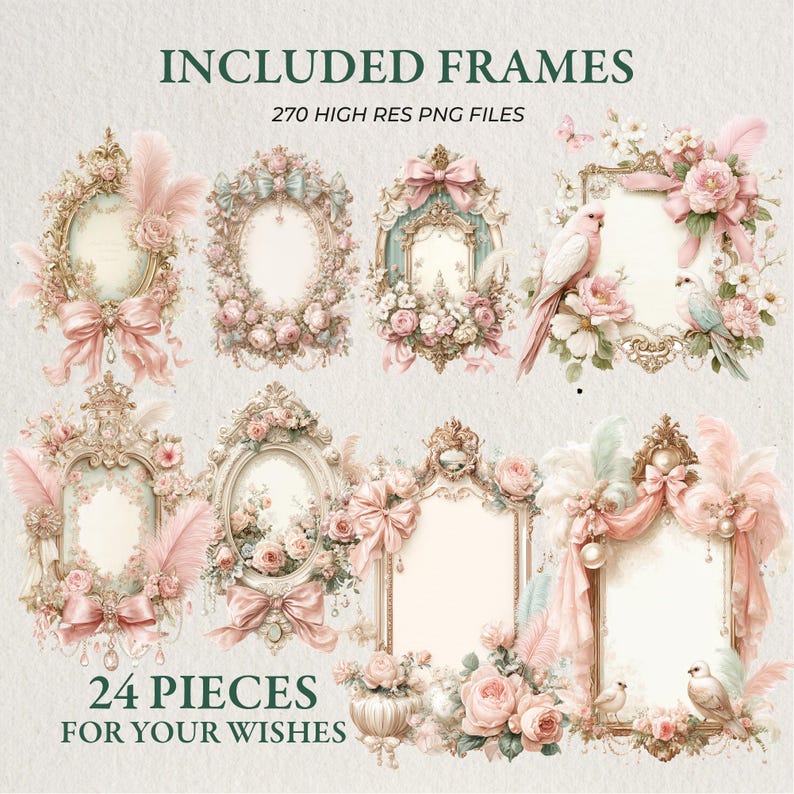 Rococo Clipart Bundle, Pastel Cake Graphics, Marie Antoinette Bow PNG ...