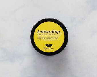 LEMON DROP - lip scrub 60ml glass jar | lip care | all natural | vegan | cruelty free