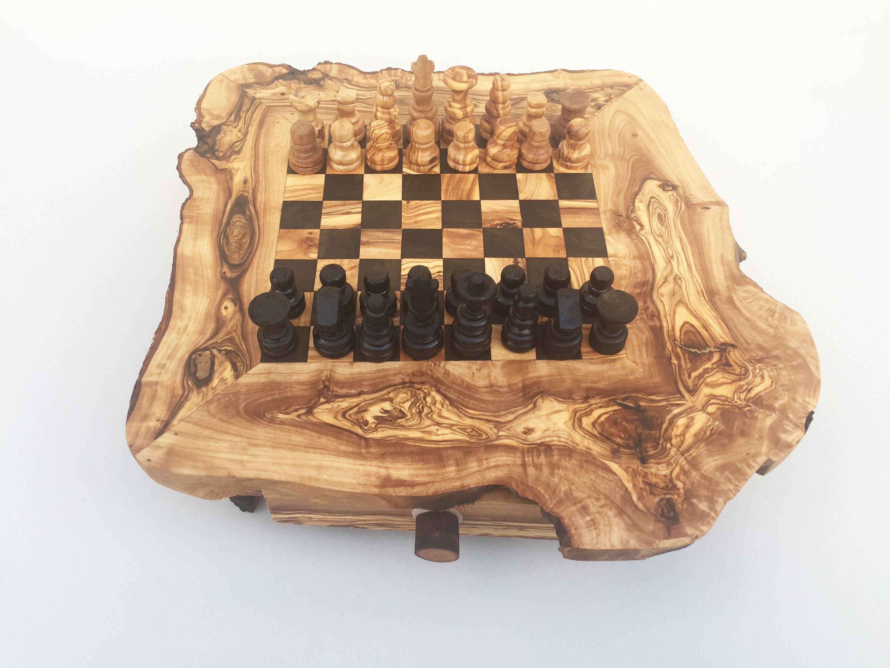 Schachbrett IN Holz Von Olivenholz 44 X 44 CM 