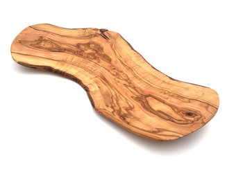 Tablett im Naturschnitt oval Leicht Dünn Servierplatte handgefertigt aus Olivenholz Geschenk