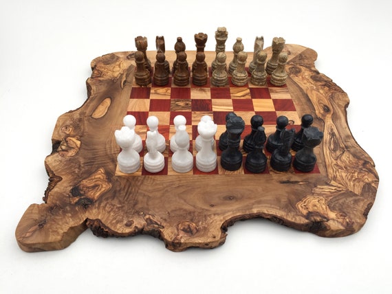 Wooden Chess Board Set - Olive Wood Made in Israel - 7.5