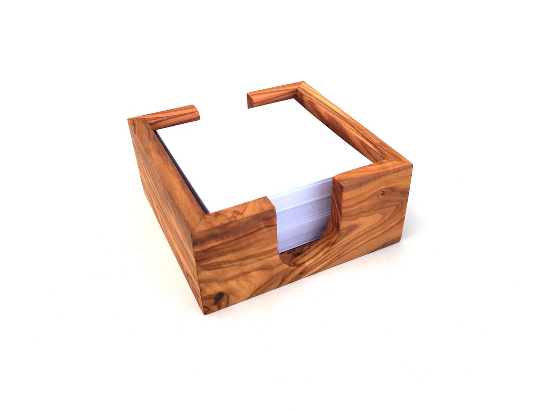 Note Box Note Paper Holder Square Handmade From Olive Wood Etsy