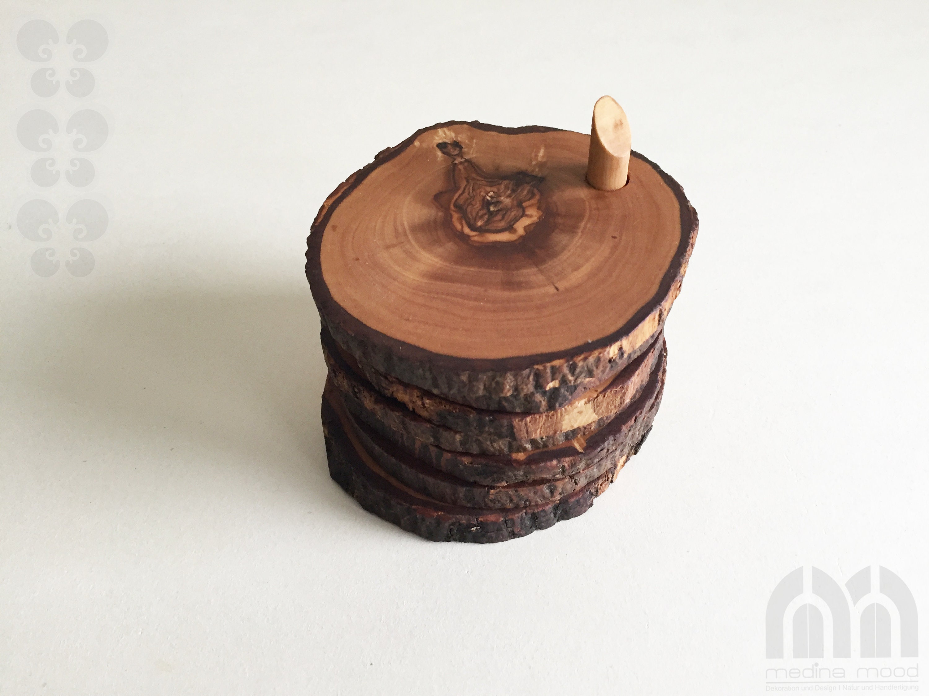 Set of 6 coasters with holder rustic glass coasters olive wood Etsy