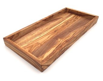 Etagère rectangulaire L. 37 cm, plateau de service en bois, plateau, assiette, fait main en bois d'olivier, haute qualité, cadeau.