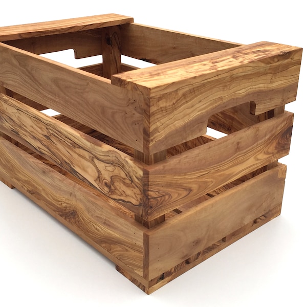 Boîte faite à la main en bois d'olivier, taille XL, rangement, boîte à légumes, boîte à fruits, boîte décorative en bois, haute qualité.