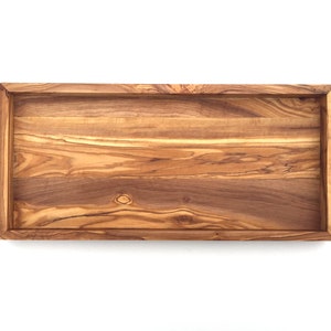 Ablage rechteckig L. 37 cm, Holz Serviertablett, Tablett, Platte, handgefertigt aus Olivenholz, Hochwertig, Geschenk. Bild 5