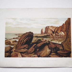 Antique Print Book Plate "The North Cape of Heligoland seen from the Western side (after a water colour painting by J. Hofmann)C. 1888