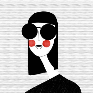 Long neck girl with sunglasses- wall art print