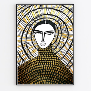 Holy Girl in gold and black-  Original artwork and giglee hand finished prints by monneeshka