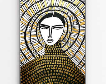 Holy Girl in gold and black-  Original artwork and giglee hand finished prints by monneeshka