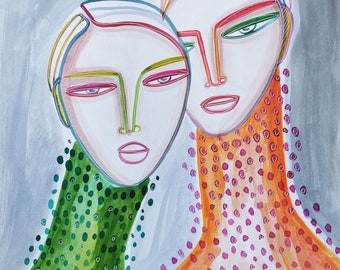 Rainbow girls -original artwork on A3 paper by monneeshka