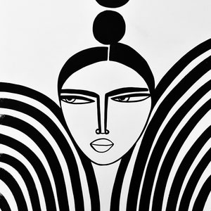 Girl with double bun -original artwork and prints by monneeshka