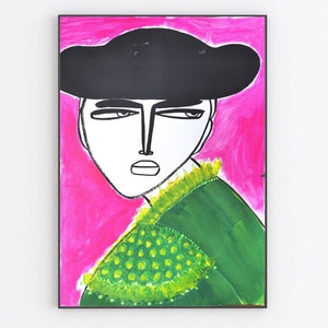 Spanish Matador on pink - original artwork and prints  by monneeshka