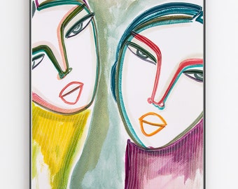 Rainbow girls - Original artwork and giclee  prints by monneeshka