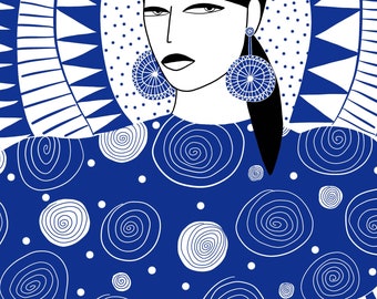 Electric blue girl N3-  art print by monneeshka
