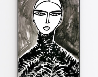 Girl in leaf top - original artwork and giclee prints  by monneeshka