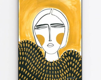 Girl with ochre cheeks-giclee prints by monneeshka
