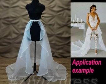 Organza Bridal skirt to trousers, skirt to lace pants, Organza bridal detachable train, Detachable train, Black organza skirt, Organza skirt