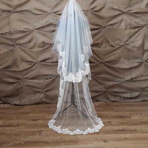 Lace wedding veil, Wedding vail, cathedral lace veil, Drop wedding veil, Two tiers cathedral veil, Floating veil, Blush lace Vail
