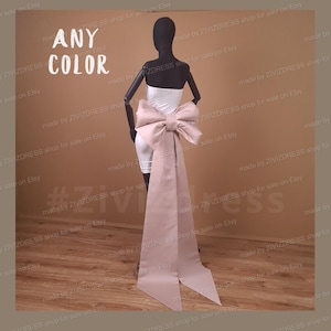 Satin Detachable Bridal Bow with Long Train - Cappuccino