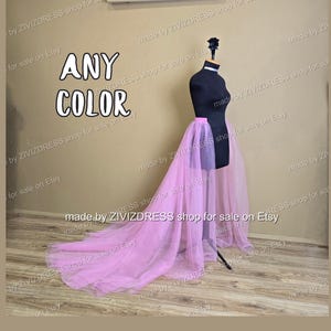Pink Tulle Detachable Train: Open Front Overskirt