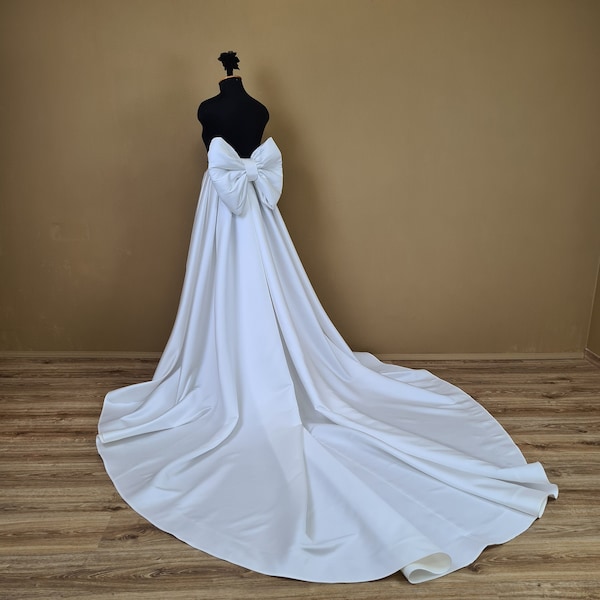 Noeud amovible en satin pour robe de mariée, noeud amovible pour jupe, noeud en satin de mariage, noeud de mariée longue traine, noeud en satin, train noeud amovible