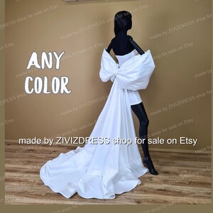 Detachable Wedding Train with big Bow: Satin Bridal Overskirt, Giant Bows For Bridals Gown