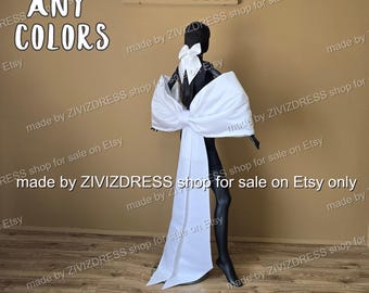 Satin Giant Bridal Dress Bow: Detachable Bow with Long Tails,