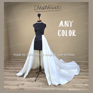 Detachable Bridal Satin Overskirt: Open Front Wedding Skirt