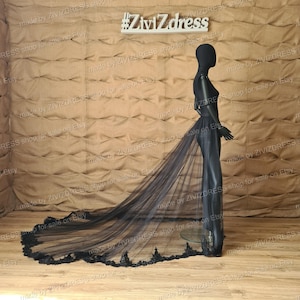 Lace Black Wedding Skirt: Detachable Bridal Train