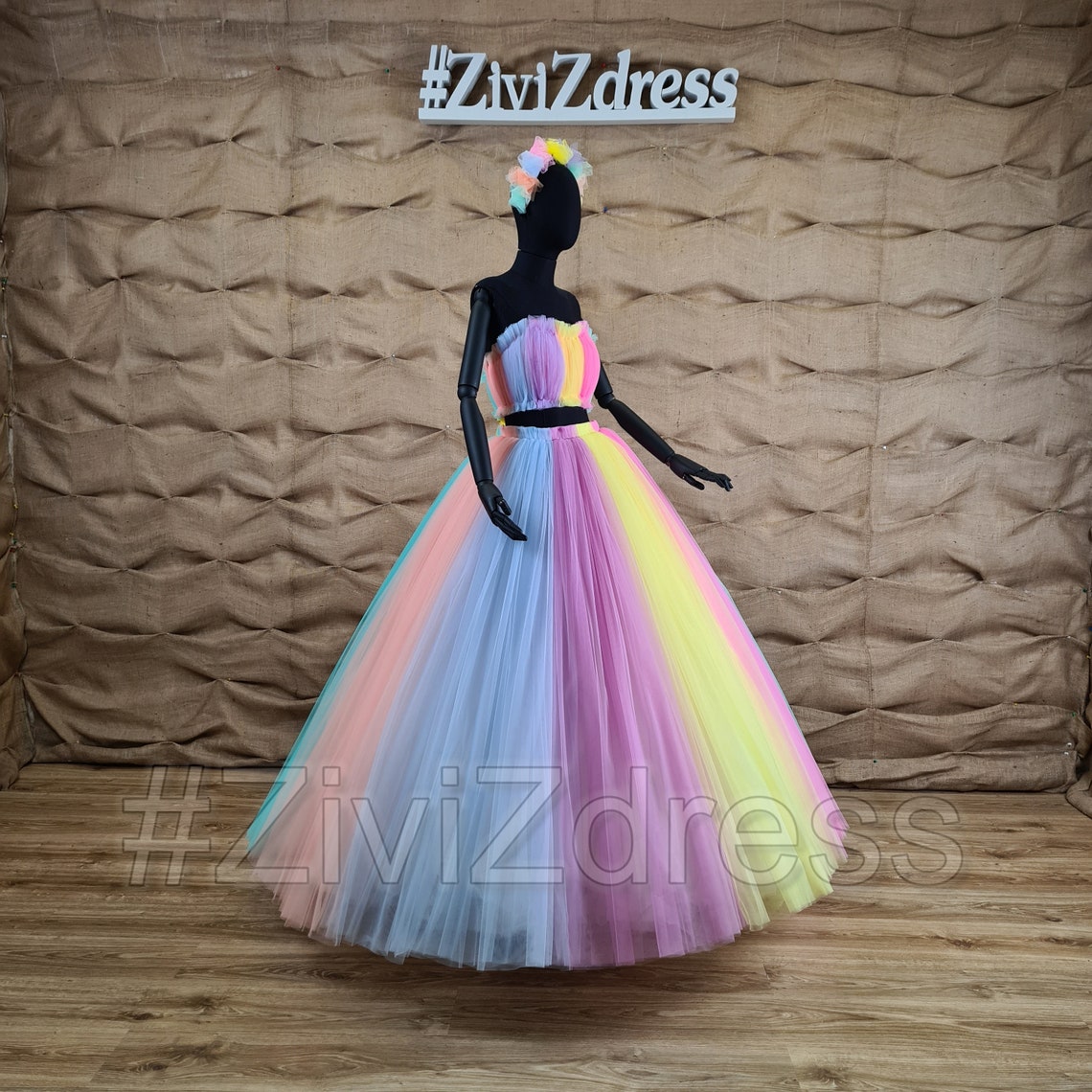 Rainbow Wedding Dress Multicolor Bridal Dress Rainbow - Etsy