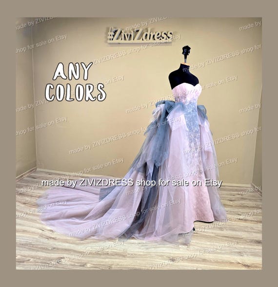 Ombre Tulle Wedding Dress with Detachable Train: Fantasy Bridal Gown